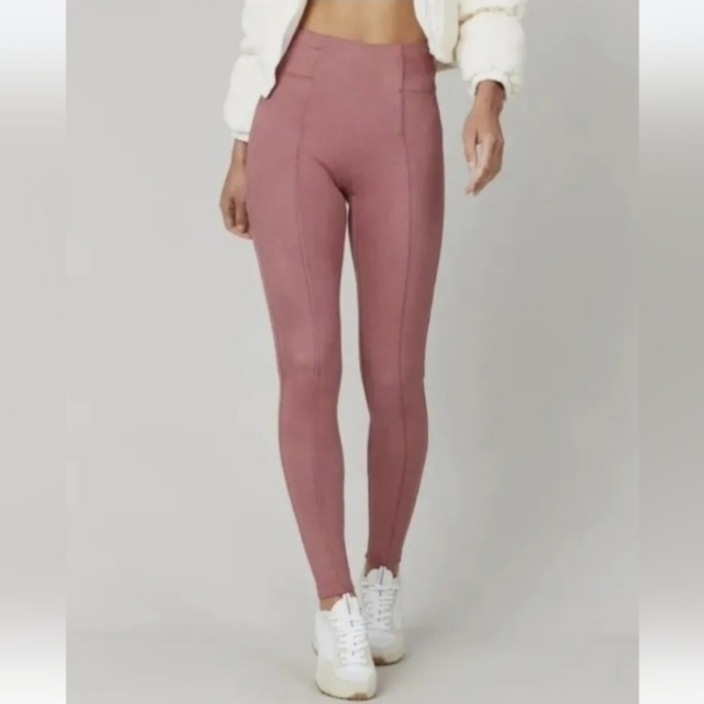 SPANX Faux Suede Leggings Women's Size Large Color Rich Rose - Picture 10 of 11